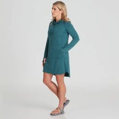 NRS Silkweight Hoodie Dress - Women's -Osprey shop 10112 02 Mediterranea Model Front 090121 rsz 94840.1677129837