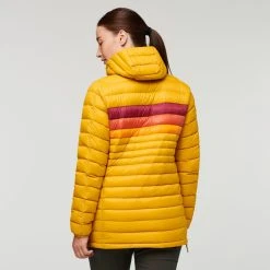 Cotopaxi Fuego Down Hooded Pullover - Women's (Fall 2022) -Osprey shop Cotopaxi F22 W Fuego Down Hooded Pullover Amber Stripes 441 56648.1676582070