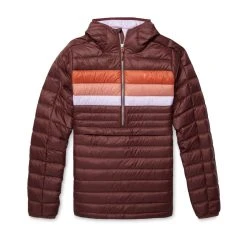 Cotopaxi Fuego Down Hooded Pullover - Women's (Fall 2022) -Osprey shop Cotopaxi F22 W Fuego Down Hooded Pullover Chestnut Spripes F 92508.1676582079