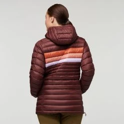 Cotopaxi Fuego Down Hooded Pullover - Women's (Fall 2022) -Osprey shop Cotopaxi F22 W Fuego Down Hooded Pullover Chestnut Stripes 488 52170.1663730493