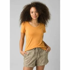 Prana Foundation Short Sleeve V Neck - Women's (Fall 2021) -Osprey shop w11170142 butterscotchheatherfoundationssvneck rsz 28511.1634852475.1280.1280 74037.1644015168