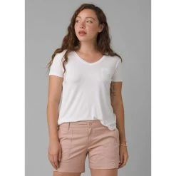 Prana Foundation Short Sleeve V Neck - Women's (Spring 2022) -Osprey shop w11170142 whitefoundationssvneck rsz 85201.1644208737